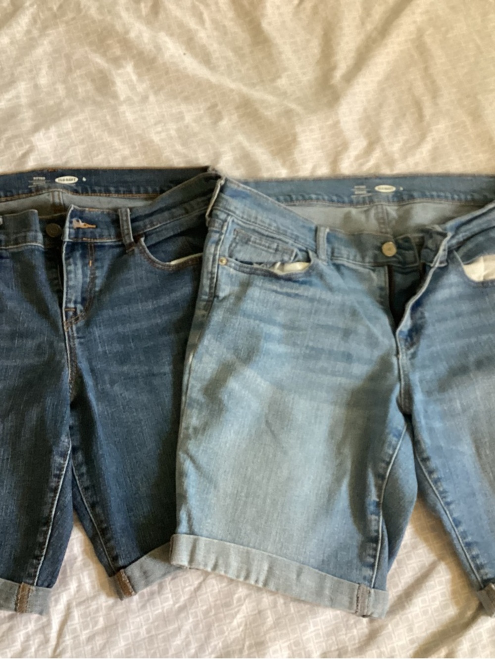 Old Navy Two-Tone Denim Bermudas in Light and Dark Blue